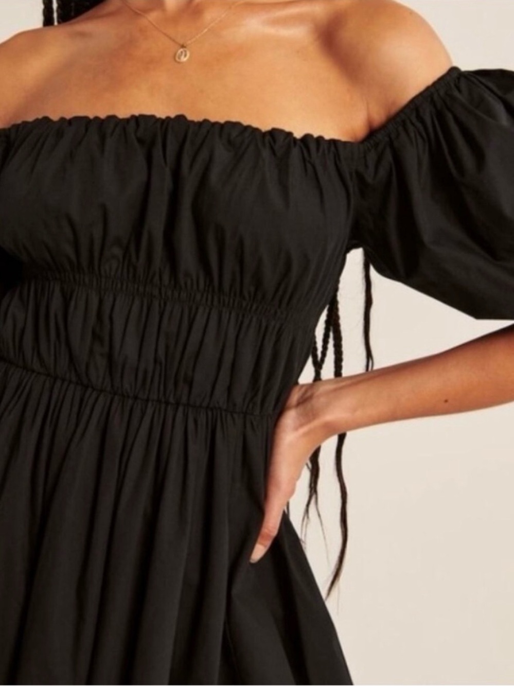 Abercrombie & Fitch Puff Sleeve Off Shoulder Mini Dress - Picture 2 of 8